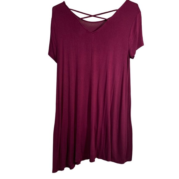 Mossimo Supply Co. Burgundy V-Neck Crisscross Back Dress XXL - Picture 3 of 5